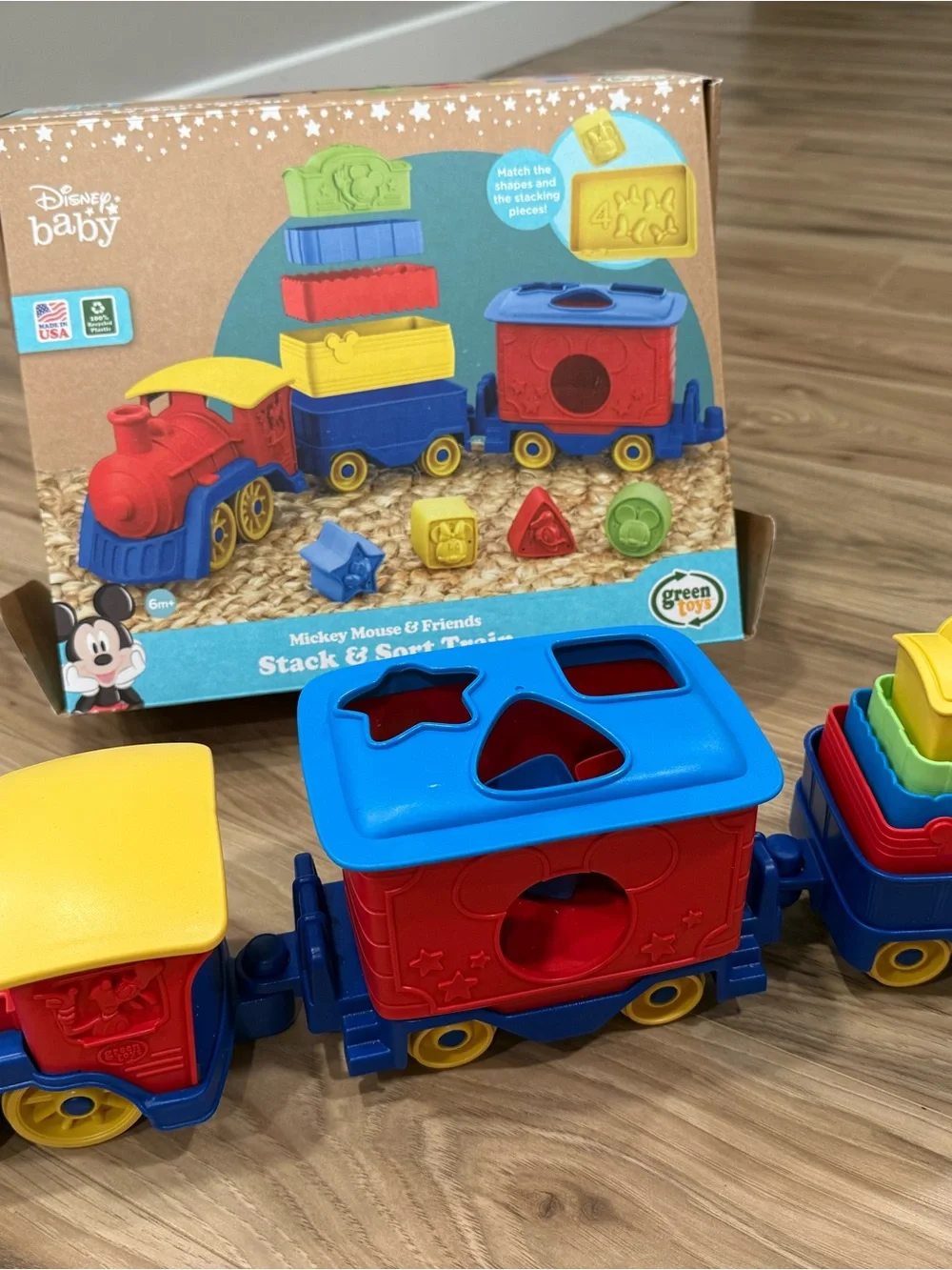 Disney Red & Blue Stacking Train with Yellow Shape Blocks